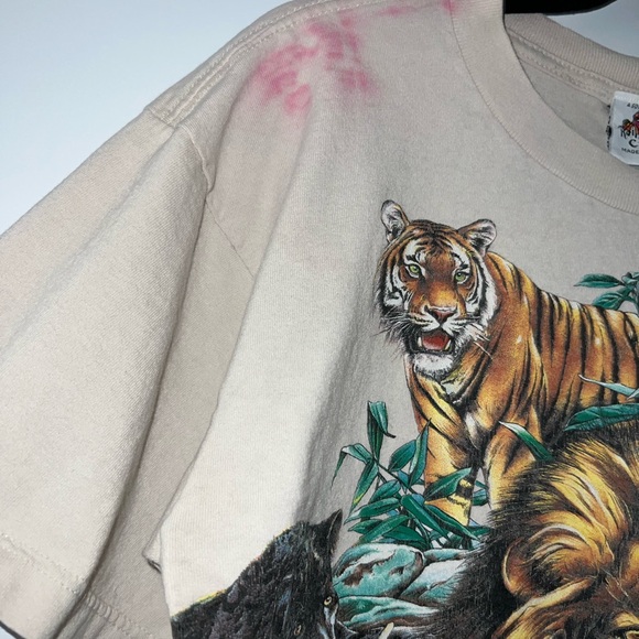 Vintage 90s Rainforest Cafe Great Cats Graphic Habitat Tee Lion Tiger Sz Medium - Picture 6 of 7